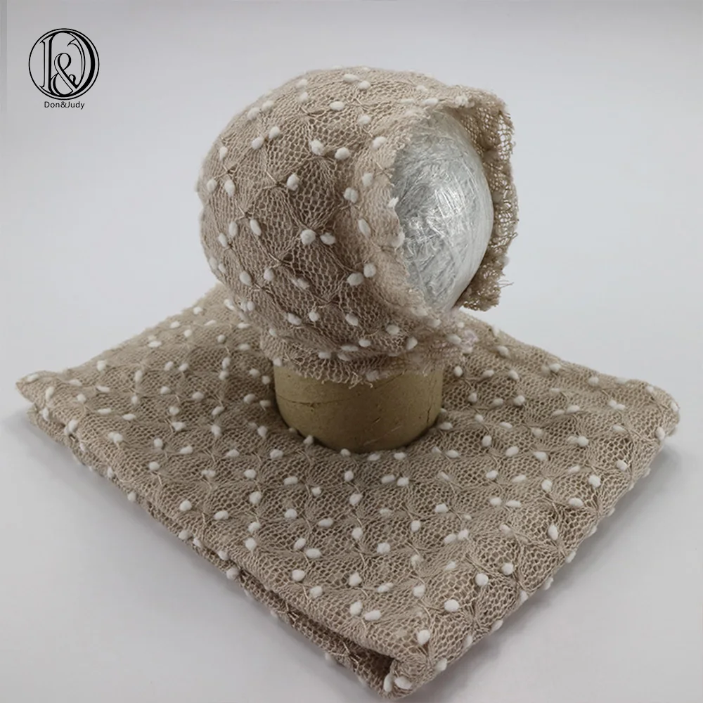 

(75x50cm) Acrylic Knit Wraps Set (wraps plus hat) with Small Bobble Dot Style Newborn Photo Photography Props