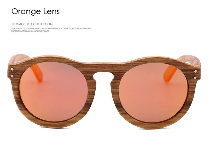 Винтаж для женщин круглые очки в деревянной оправе поляризованные Мужские Защита от солнца очки брендовая Дизайнерская обувь Зебра дерево