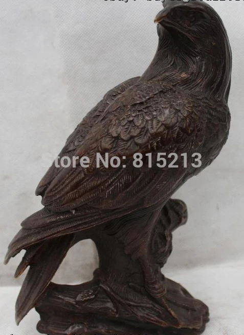 

bi0011766 9" Ferocious Chinese Bronze Lifelike Arabia Hawk Eagle Bird Figures Statue