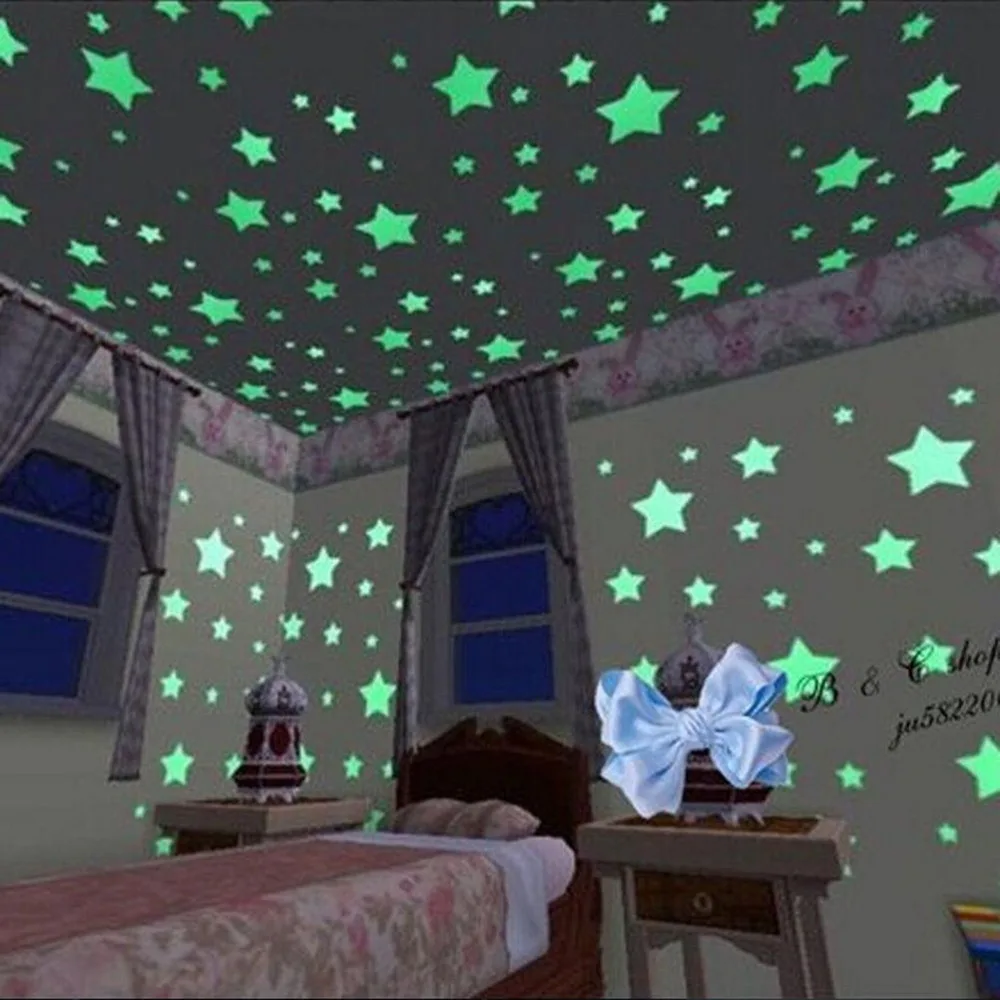 

200PCS/Pack DIY Luminous Star Sticker Fluorescent Glow In The Dark Baby Kids Bedroom Wall Stickers Home Decor