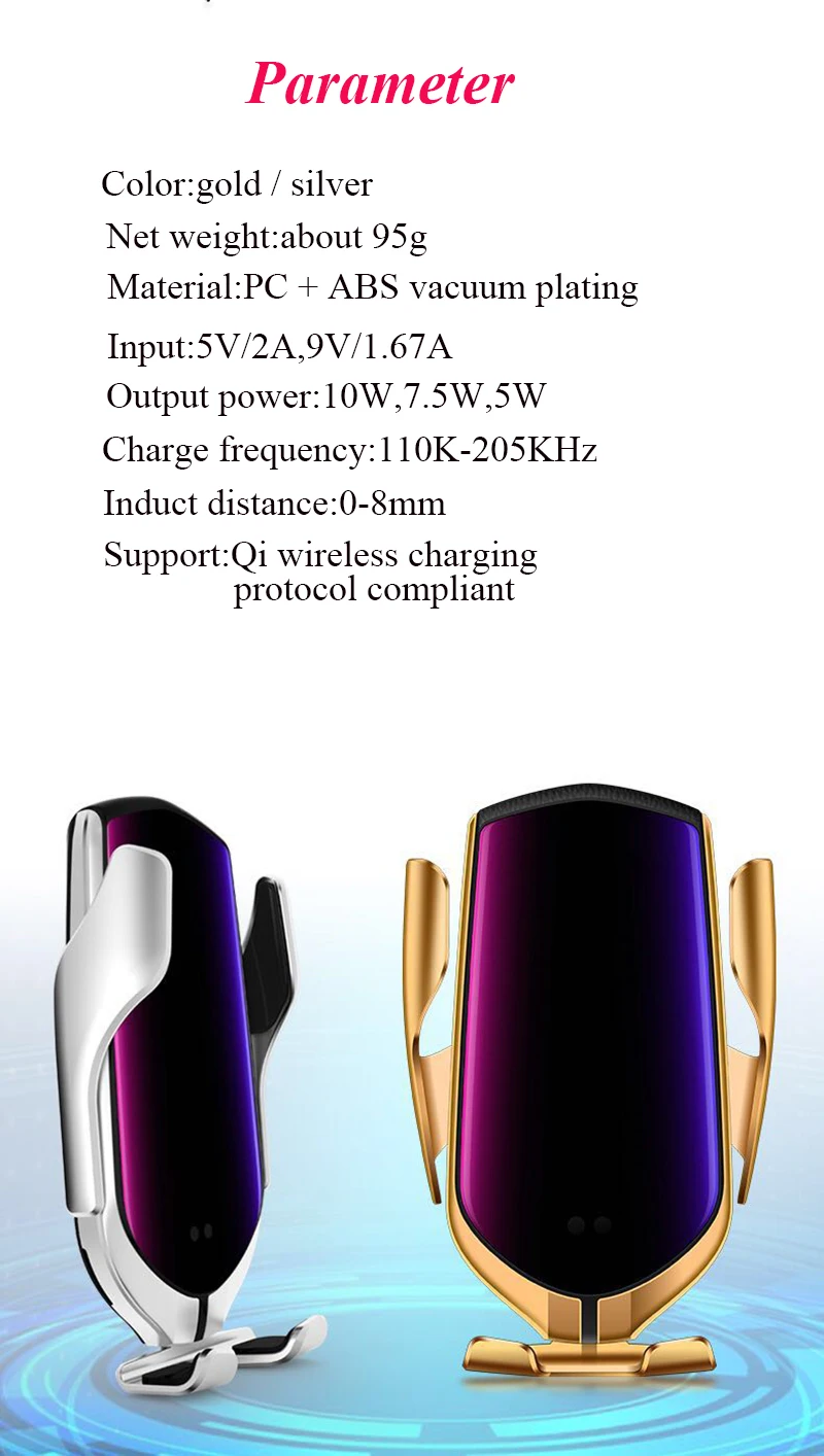 11Infrared Automatic Clamp Car Wireless Charger
