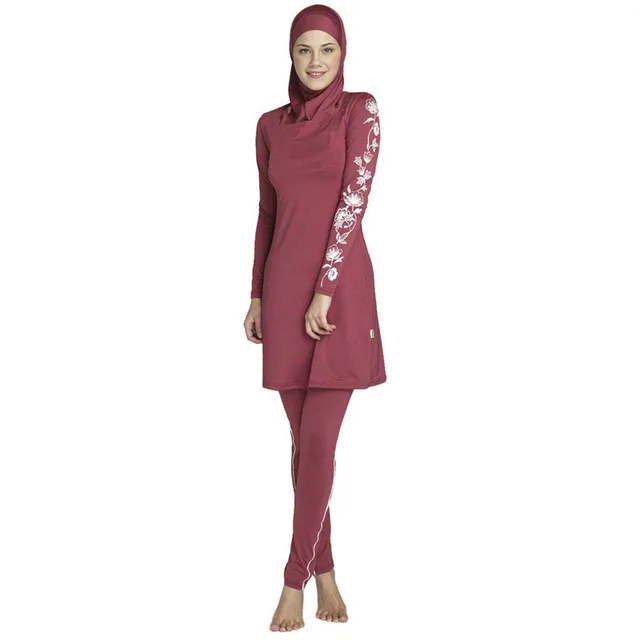 5XL-S женский скромный полный покрытый Мусульманский купальник мусульманский хиджаб купальник сплошной синий исламский купальный костюм плюс размер 2XL 3XL - Цвет: Многоцветный