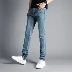 Модные уличные мужские джинсы синего цвета в стиле хип-хоп обтягивающие джинсы стрейч джинсовые брюки DSEL лодыжки молния брендовые панк