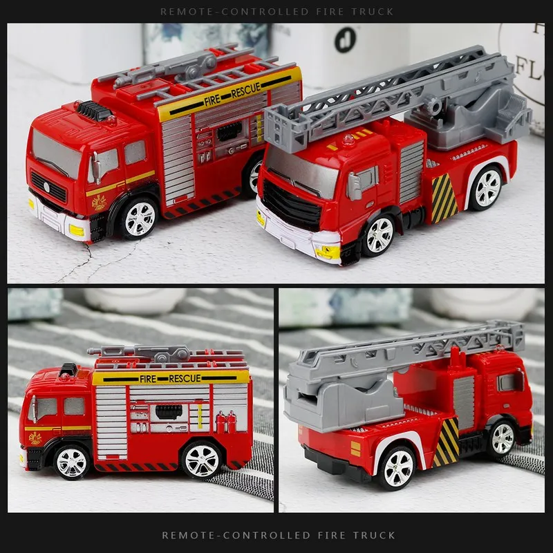 158 Mini Model Truck Diecast Fire Trucks RC Car Toy With Remote Control Water-Tank Lorry Or Ladder Children's Christmas Gifts (11)
