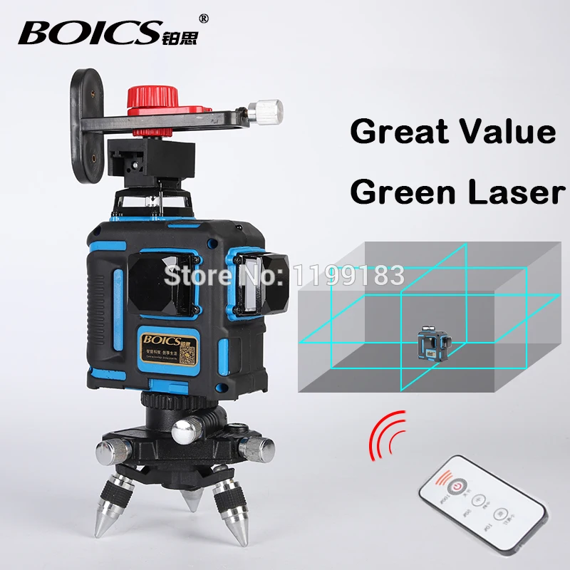 

Boics 12lines 8V4H laser line cross line laser rotary laser level self-leveling level laser with Infra-red remote