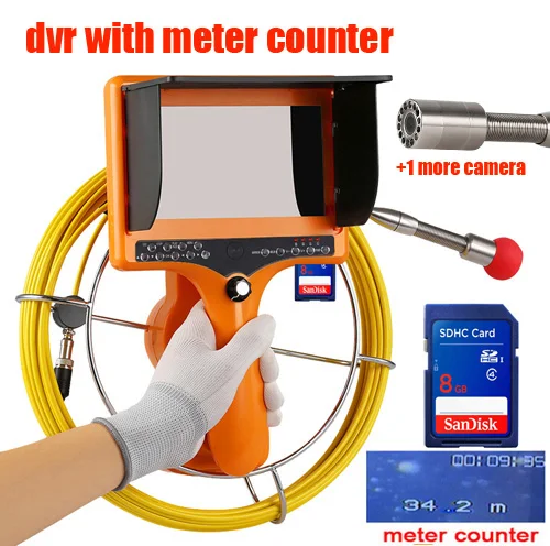 2pcs dvr counter 40 м DVR Счетчик Счетчика Авто самонивелир видео труба Инспекционная камера Авто самонивелирующаяся камера трубопровода Инспекционная камера - Цвет: 2pcs dvr counter