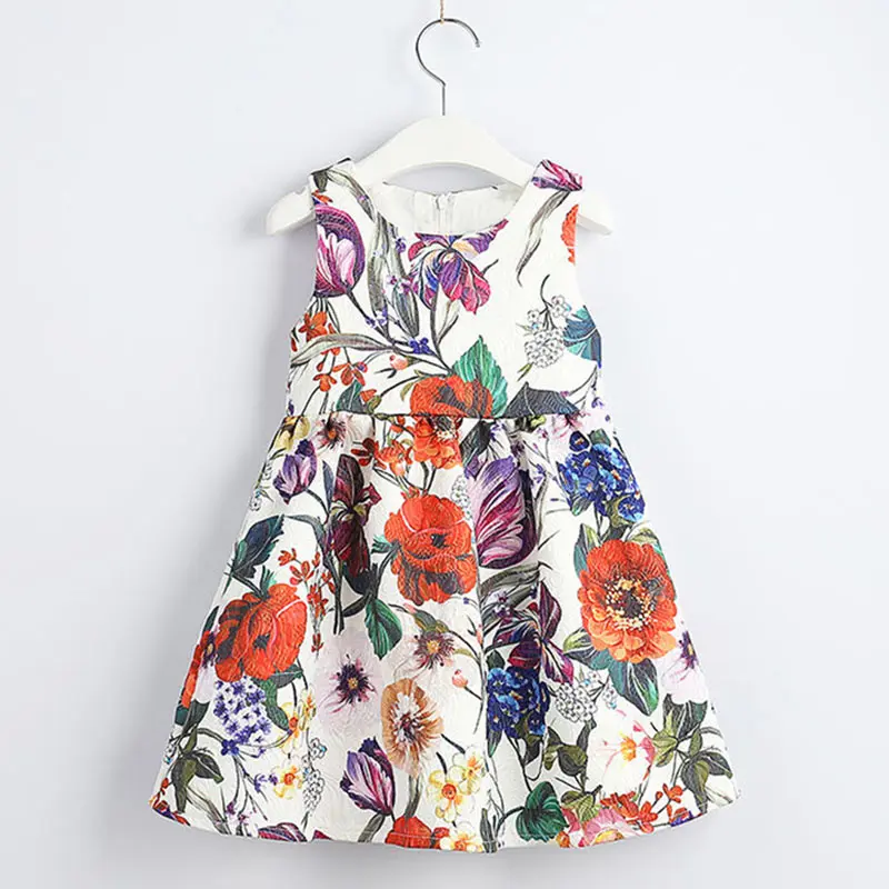 Летнее платье для девочек; Новинка года; европейский и американский стиль; платье принцессы с цветочным узором для От 3 до 8 лет; детская одежда; платье - Цвет: AW471