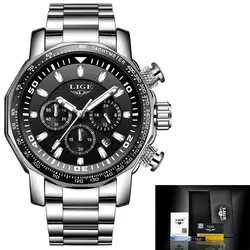 LIGE для мужчин s часы с большим циферблатом Военная Униформа хронограф лучший бренд класса люкс Модные водостойкие спортивные кварцевые