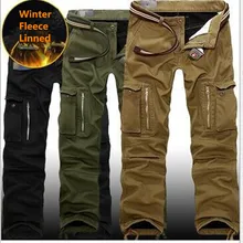 29-40 плюс размер мужские брюки карго зимние толстые теплые брюки полной длины свободного покроя с большим количеством карманов военные широкие в стиле милитари брюки