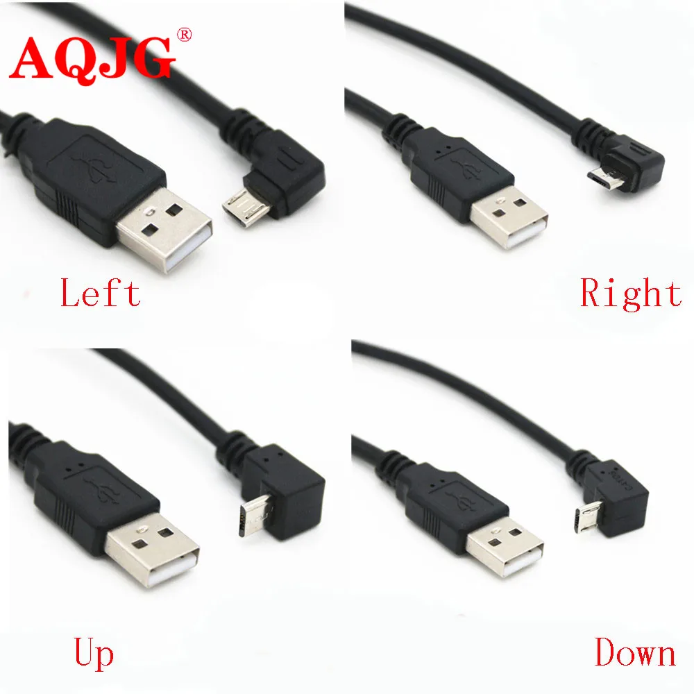 Кабель Micro USB 30 см с углом поворота 90 градусов вверх/вниз/влево/вправо со штекером 2
