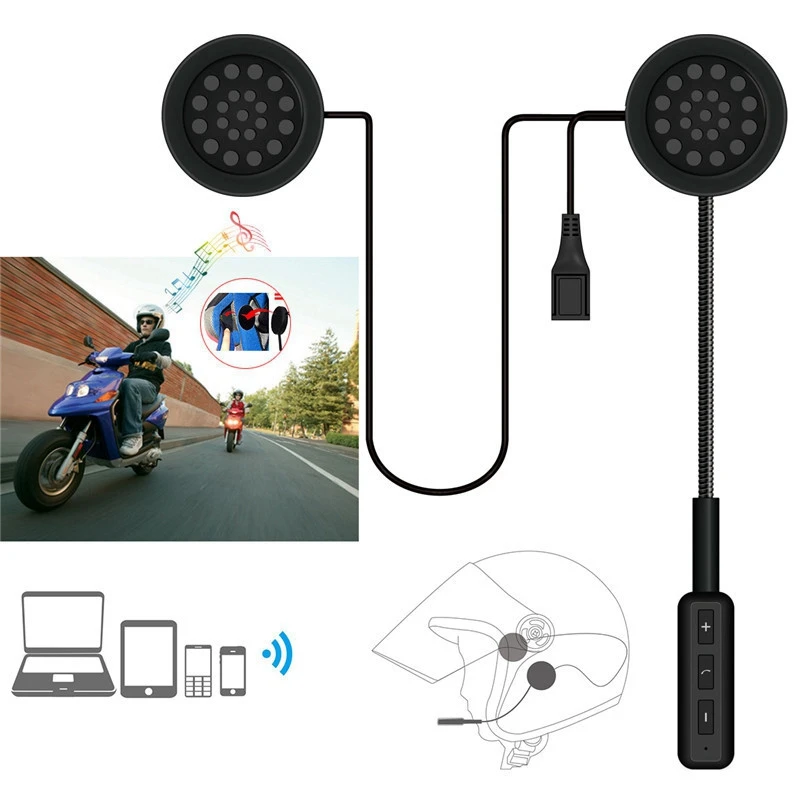 Top Deals Motorcycle Motor Wireless Bluetooth Headset Helmet Earphone Headphone Speaker Handsfree Music For MP3 MP4 Smartphone