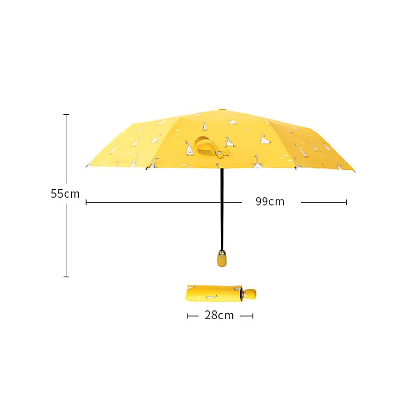 Мультяшный утиный Дизайн Автоматический зонт желтый Ветрозащитный Зонт с защитой от УФ для женщин и девочек солнечные и дождливые складные зонты