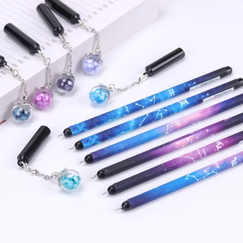 

1PC Kawaii Pen 12 Constellations Starry Sky Wishing Bottle Pendant Gel Ink Pen For Gift Stationery School Office Supplies