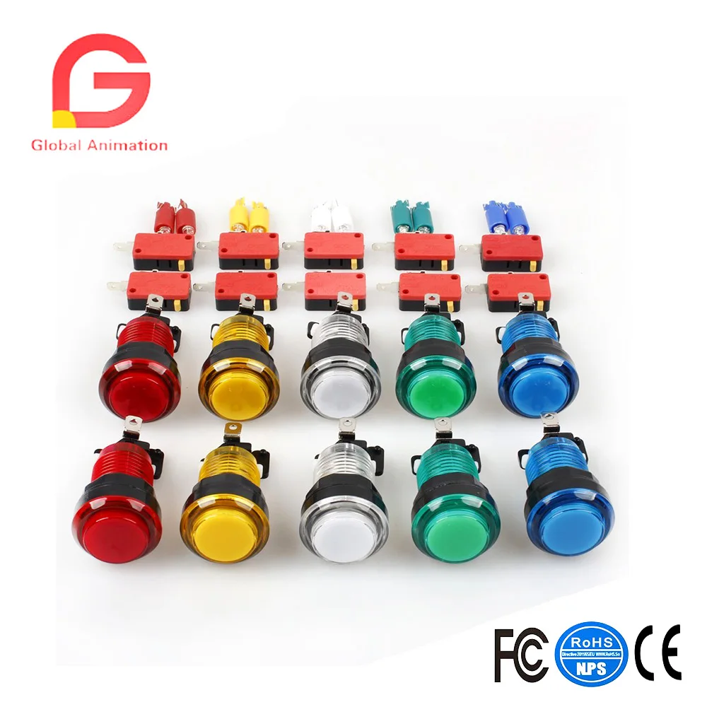 10X New 12V LED lit Arcade Push Buttons MAME Multicade 