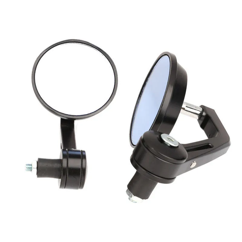 Universal 2X Motorcycle Black 7/8" 22Mm Round Bar End Rearview Mirror Side View Mirrors Chopper Bobber Scooter Offroad