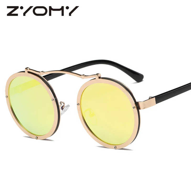 

ZYOMY Classic Retro Glasses Vintage Metal Frame Oculos de sol Steampunk Style Brand Designer Men Women Sunglasses Round Eyewear