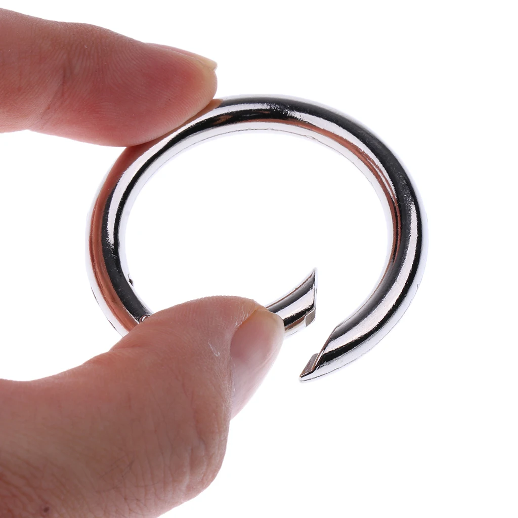 5 Pieces Metal Round Carabiner Sping Loaded Snap Clip Hooks Key Ring Backpack Bag Buckles 15mm-49mm