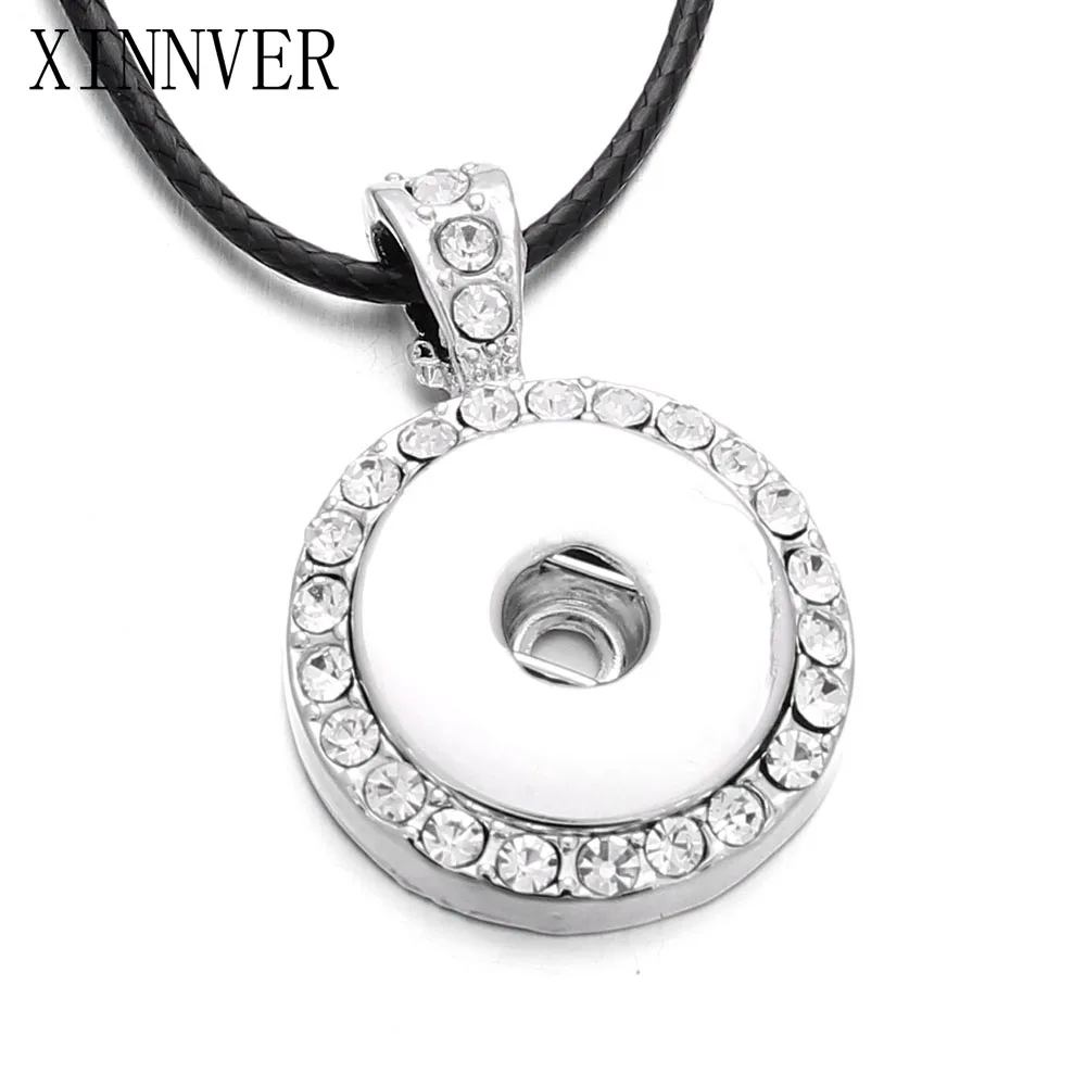 

Wholesale Snap Jewelry Fashion Snap Necklace Rhinestone Round Pendant Necklaces Fit DIY 18MM Snap Buttons Jewlery Wholesale