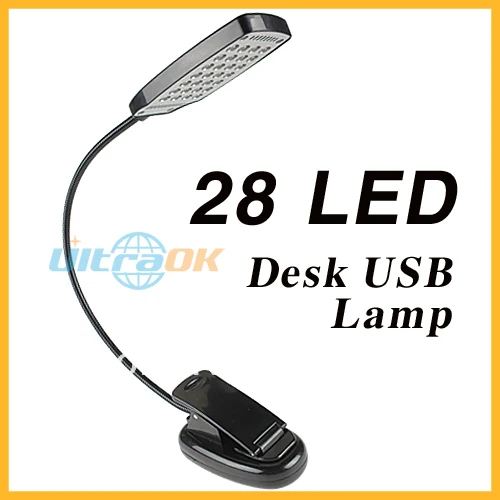 Good Flexible 28 LED Light Clip Table Desk Lamp White Light +USB Plug NW