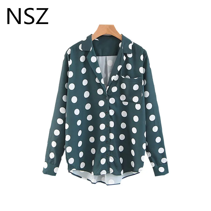 

Women Polka Dot Shirt Long Sleeve Blouse Low Cut Sexy V Neck Ladies Top Blusas Elegantes Camisa Streetwear