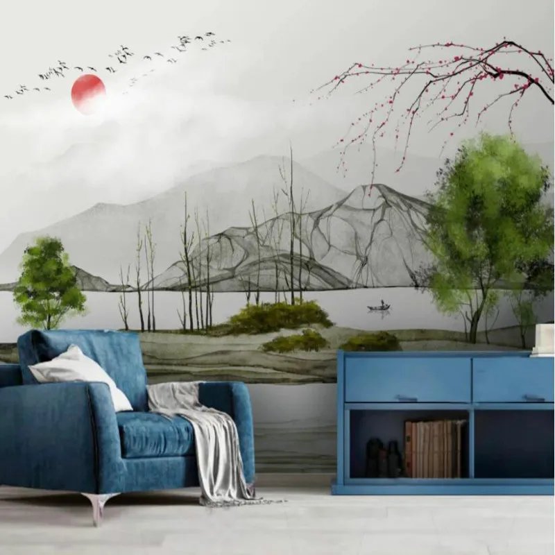 

Chinese Modern Art Ink Landscape Landscape Background Wall Painting Decorative Mural Wallpaper for Living Room