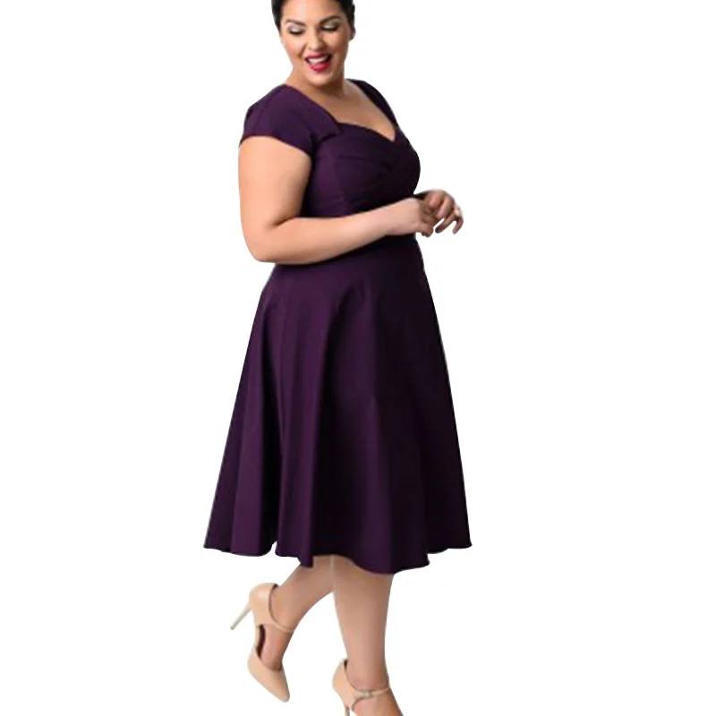 Summer Sexy Mid Calf Party Dress Women Casual Short Sleeve V neck Solid