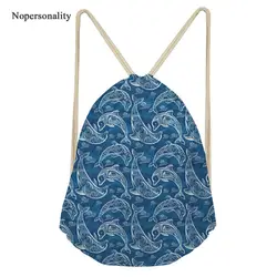 Nopersonality мода Drawstring сумка для женщин Дельфин печати путешествия рюкзак подростков обувь девочек легкий хранения