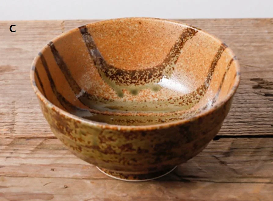 1 шт. Ретро керамическая большая миска для супа, сделанная в Японии ручная роспись под глазурью, несколько узоров - Цвет: C