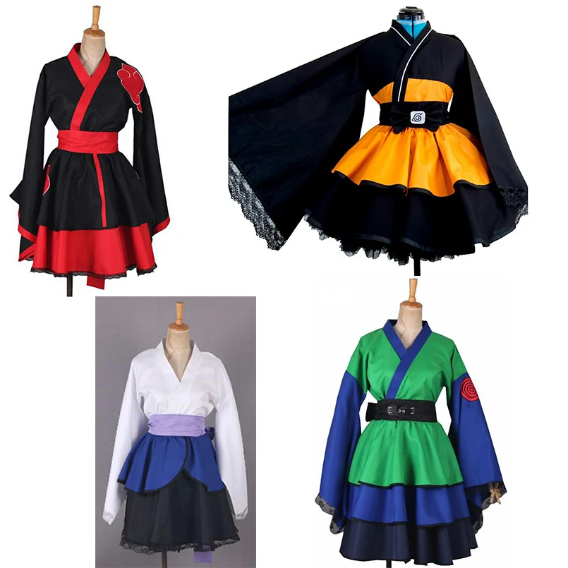 

Customized Naruto Cosplay Costume Uzumaki Naruto Lolita Clothes Suit Uchiha Sasuke Kimono Dress Akatsuki Lolita Dress for Women