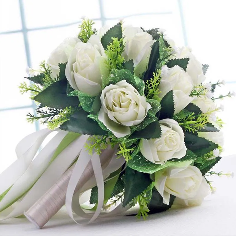Handmade Artificial Roses Wedding Bouquet