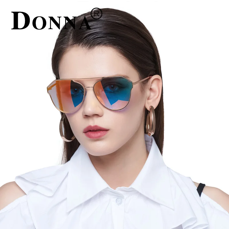 Donna Alloy Parallel Bars Frame Eye Fashion Sunglasses Women Mirror