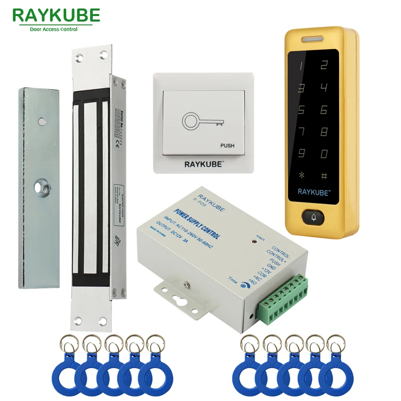 RAYKUBE Electric Magnetic Lock Access Control System Kit 180KG/280KG + Metal Touch FRID Keypad Security Door RAYKUBE Electric Magnetic Lock Access Control System Kit 180KG/280KG + Metal Touch FRID Keypad Security Door
