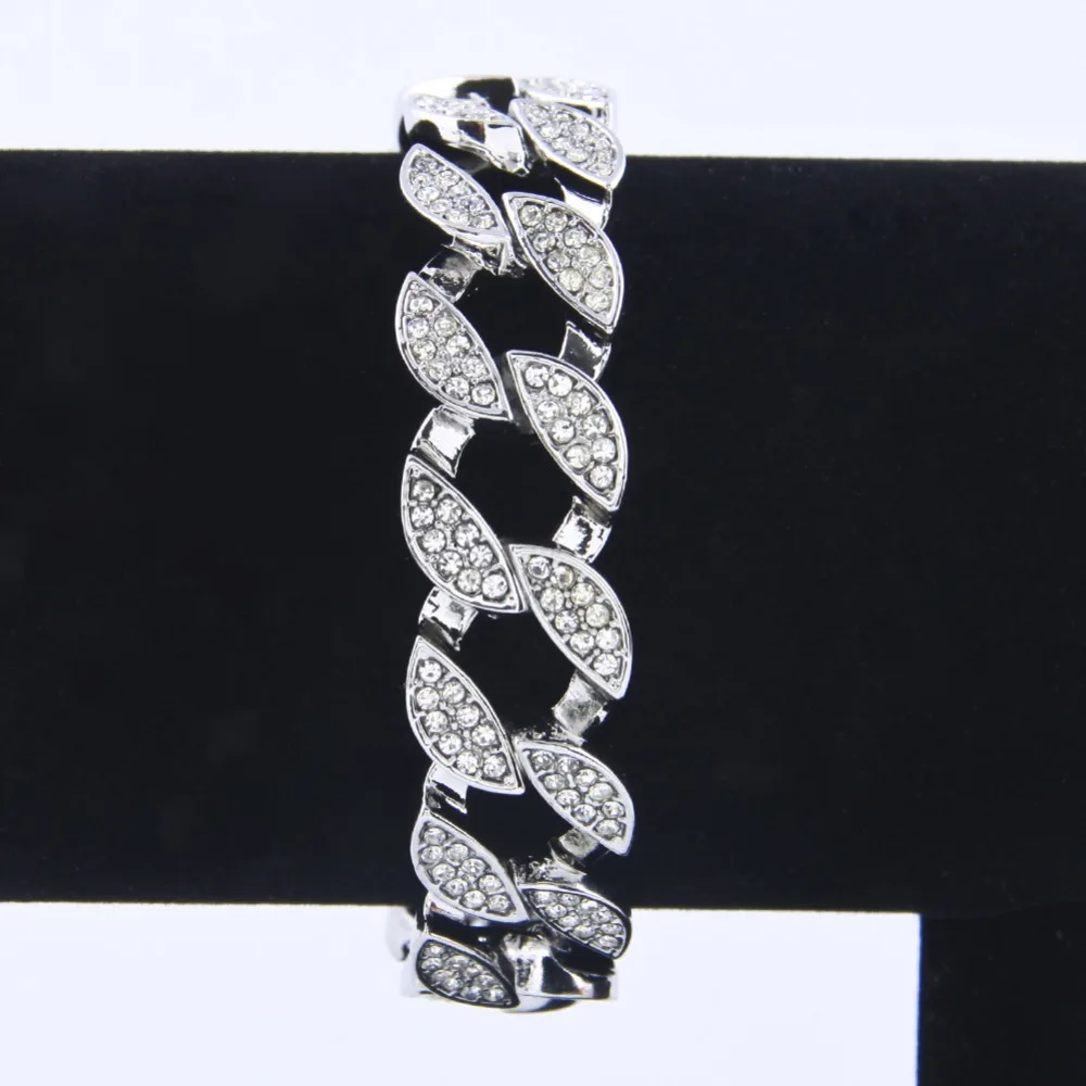 

High Quality Miami Chain Solid White Gold Filled Mens Cuban Chain Bracelet & Bangle Link Chain 8.07"