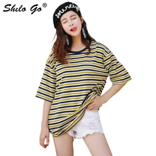 Футболка женская летняя модная лаконичная Повседневная футболка с круглым вырезом и коротким рукавом Повседневная Свободная футболка в полоску
