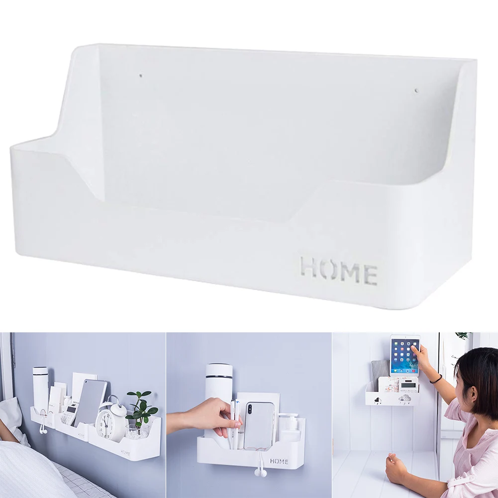 Multifunctional Bedside Shelf Plastic Wall Mounted Storage Organizer Rack for Dorm Home LXY9in