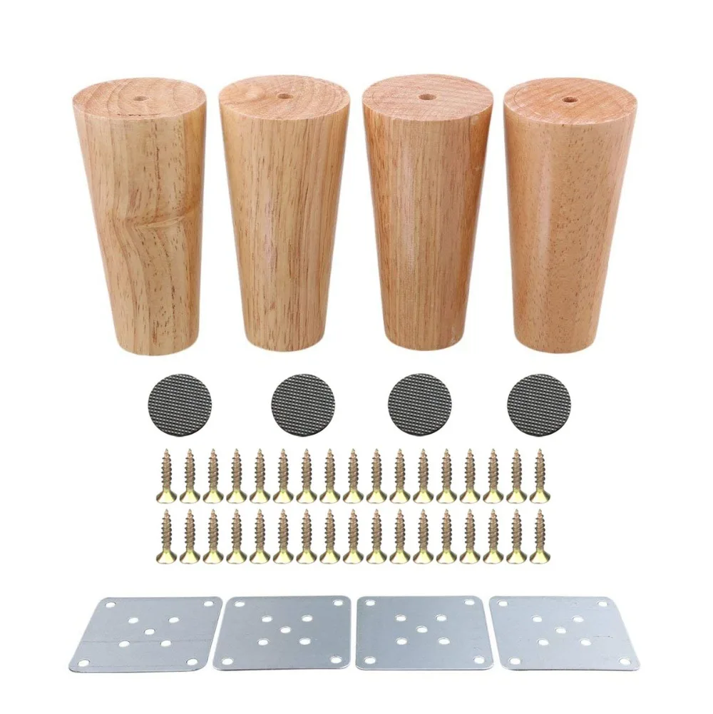 

4Pcs Natural Wood Reliable 120x58x38mm Wood Furniture Leg Cone Shaped Wooden Feets for Cabinets Soft Table