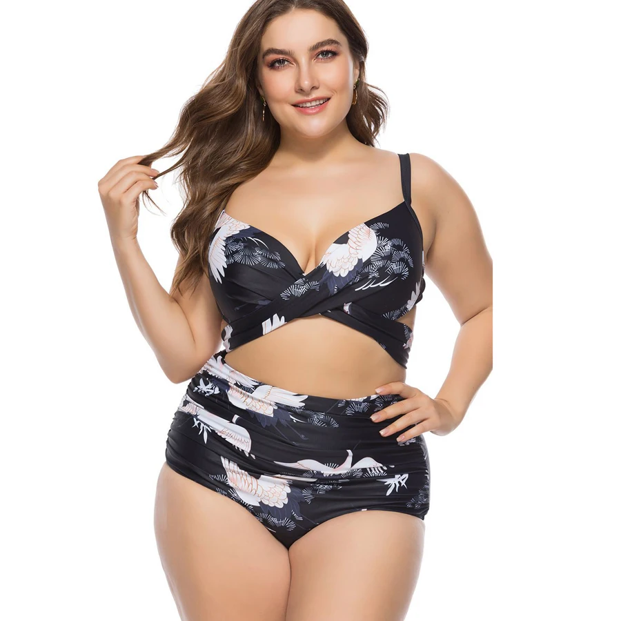 

Женский винтажный комплект бикини с завышенной талией, купальник пуш-ап, винтажная купальная одежда, купальный костюм с перекрестными лямками, пляжная одежда XL