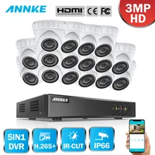ANNKE 16CH HD 3MP видео система безопасности 5в1 DVR 16 шт. TVI купольная камера Открытый атмосферостойкий PIR детектор движения комплект домашнего видеонаблюдения
