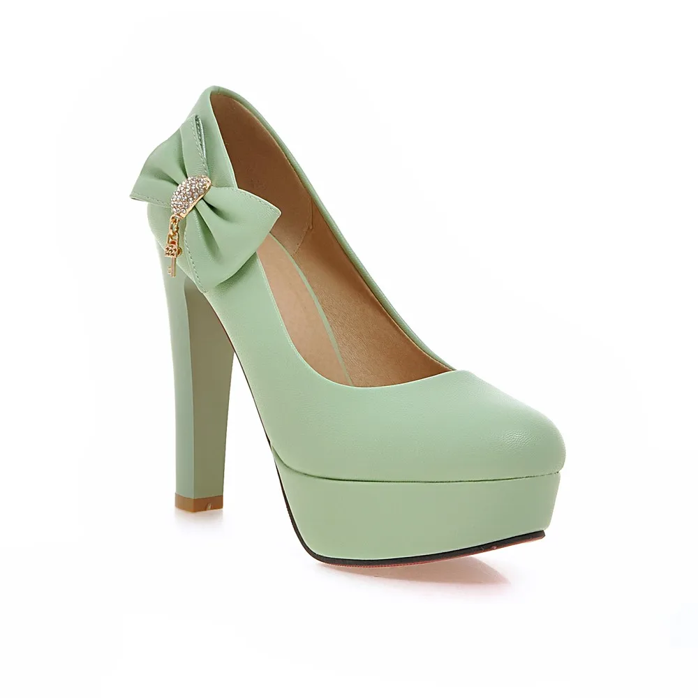 New 2018 Spring Sweet Women Pump Super High Thick Heel Candy Color Cute Bow Ladies Shoes large size 34-43 New 2018 Spring Sweet Women Pump Super High Thick Heel Candy Color Cute Bow Ladies Shoes large size 34-43