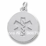 

100pcs a lot rhodium plated medical alert charm