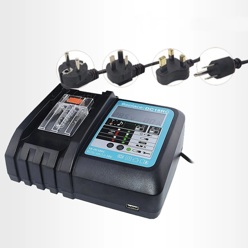 

3A Power Tool Li-Ion Battery LCD Screen Charger for Makita 7.2V to 18V BL1830 BL1815 BL1430 DC14SA DC18SC DC18RC DC18RA