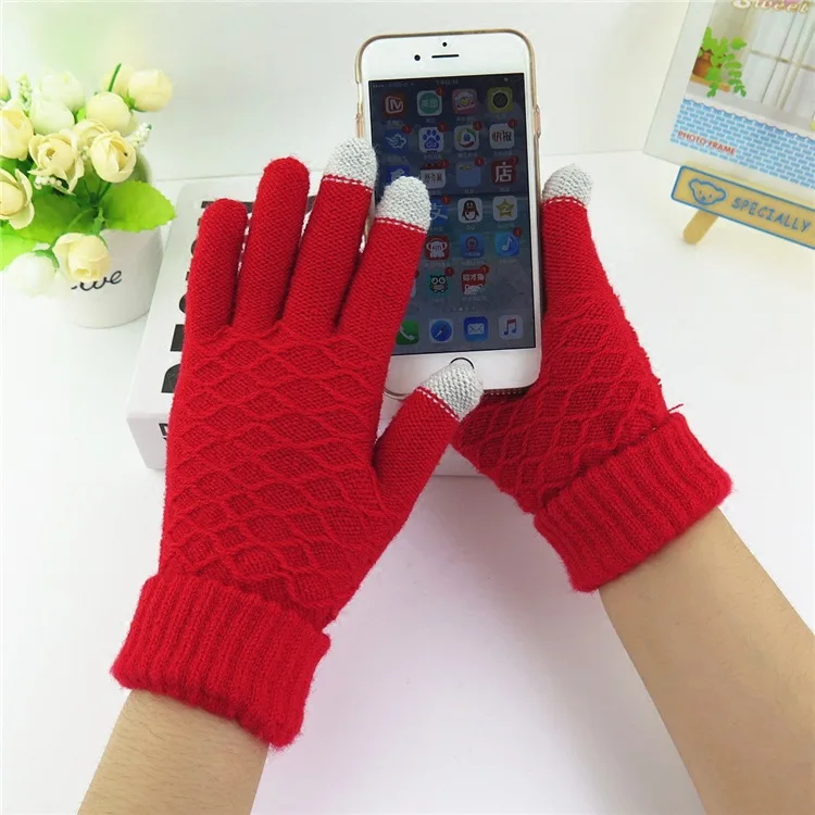 2018 New Arrival Female Warm Fingered Glove Winter Wool Knitting Gloves