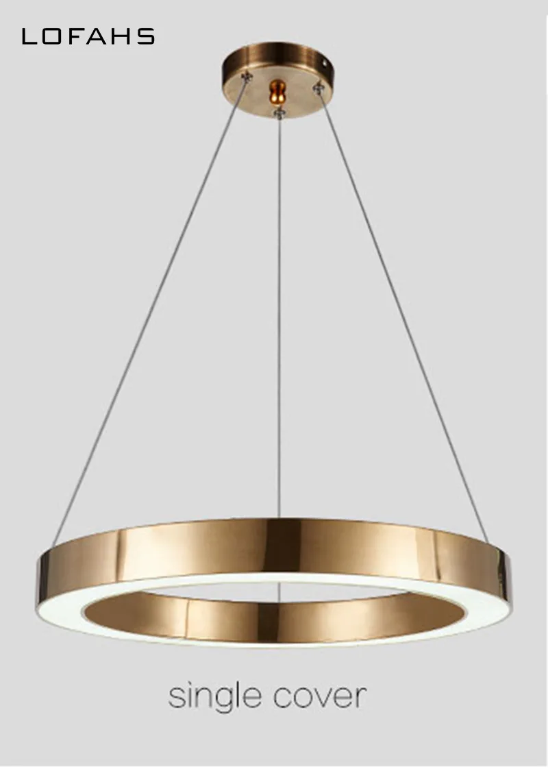 LOFAHS современный светодиодный светильник, роскошный большой комбинированный круг для гостиной, светодиодный светильник, подвесные светильники, кольцевые люстры, лампа - Цвет абажура: single cover
