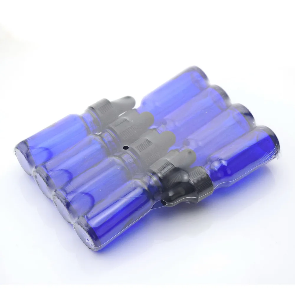 16 шт 15 мл кобальтовое голубое стекло бутылки для жидкости с стеклянная пипетка для закапывания в глаза для эфирных масел ароматерапия пустые многоразовые контейнеры