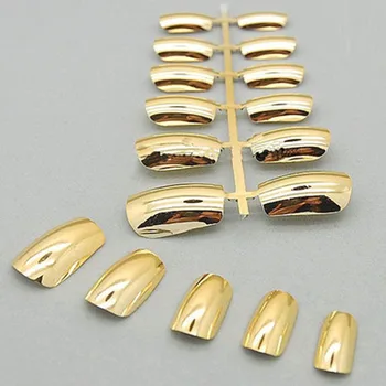 

Mirror Silver False Nails Point Metallic Acrylic Nail Tips 24pcs/kit Easy for Daily wearA0030XX