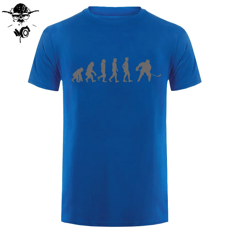 Evolution Of Ice Hockeyer, Молодежный топ, Клубная хлопковая футболка, забавные подарки на день рождения для ледяного хоккейного игрока, Мужская футболка с коротким рукавом, футболка - Цвет: blue gray