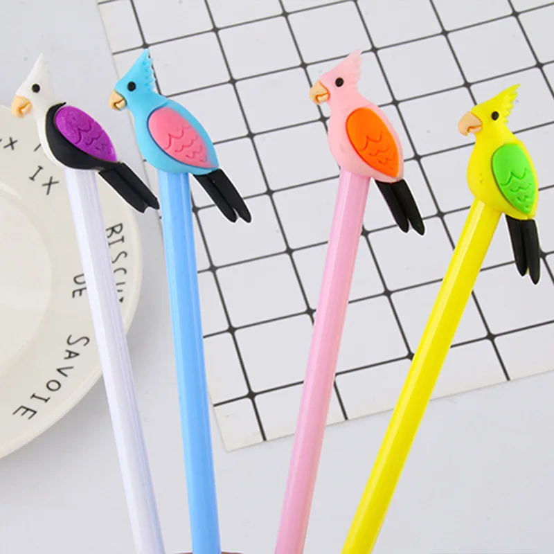 

Direct selling cartoon creative parrot three-dimensional neutral pen colorful bird black gel pen stationery for students
