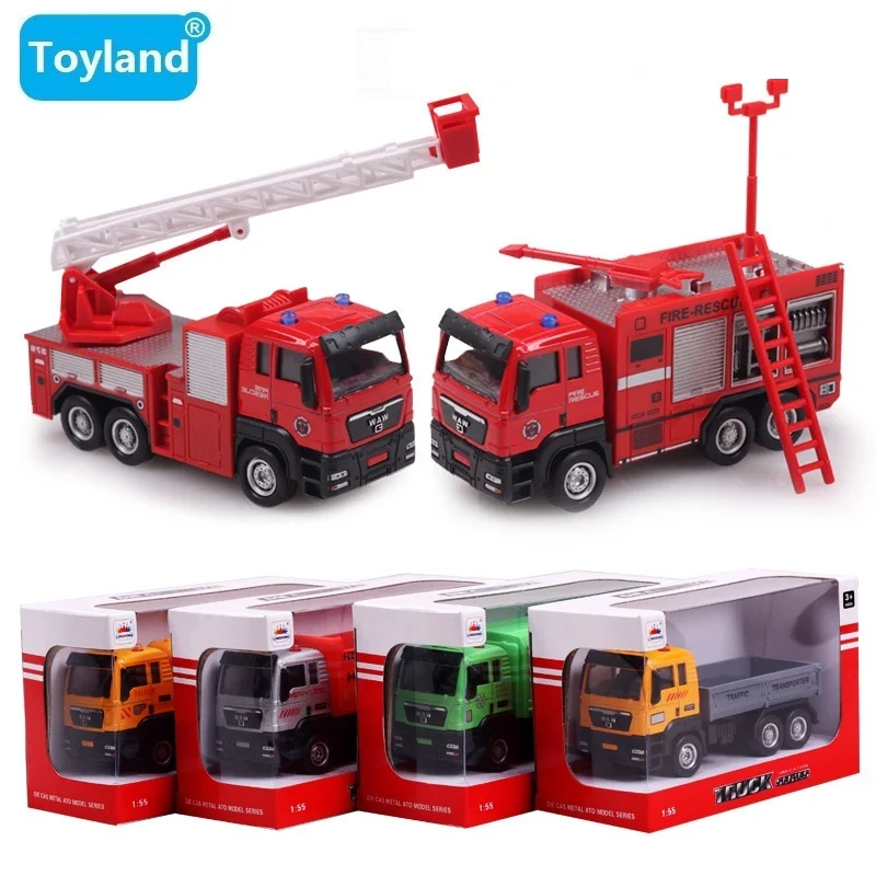 

Metal 1:55 Alloy Firetruck/Deluxe Fire Truck/Garbage truck/Concrete car/Dump truck/engineering truck Metal Toys Car gift for Kid