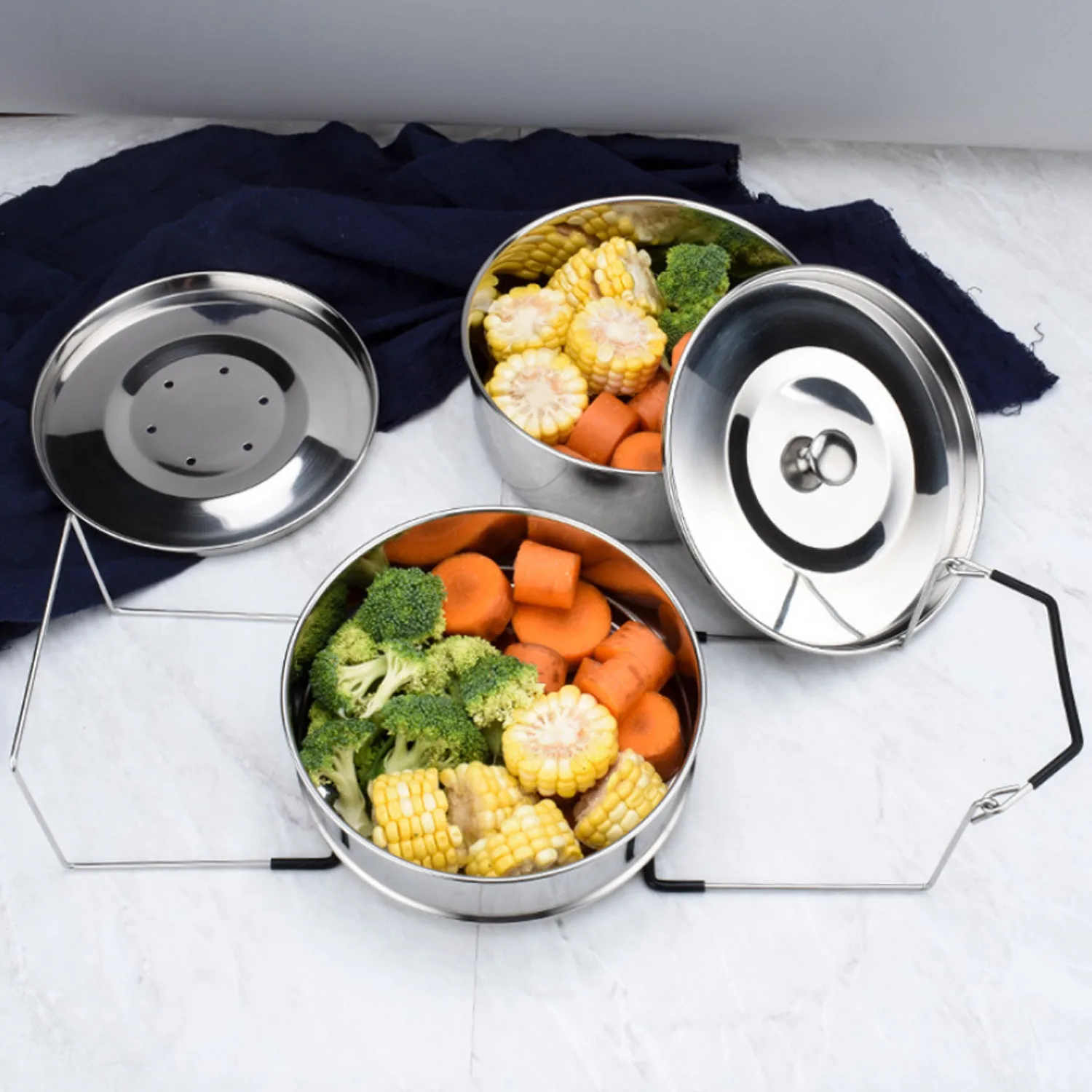 

Behogar Stackable Stainless Steel Pressure Cooker Steamer Insert Pans with Sling for 5-6 Quart Instant Pot Accessories