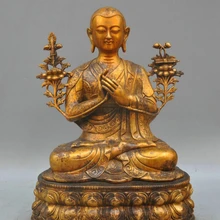 Bi002014 16' Тибетский Буддизм Бронзовый Миларепа Цонкапа Гуру Будды Скульптура